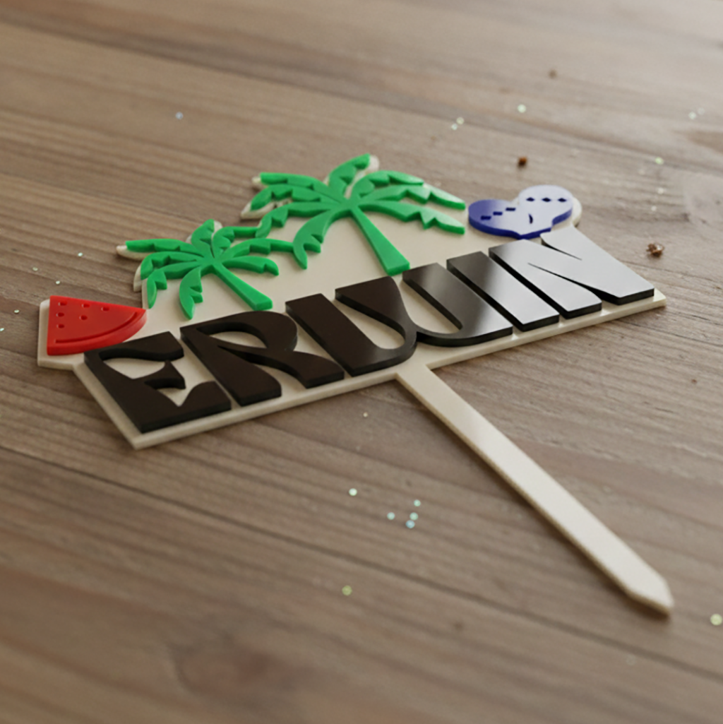 Tropical Summer Party Acrylic Cake Topper (Any Name)