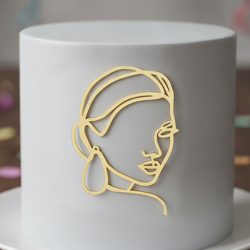Face Line Drawing Custom Cake Topper - Made From Your Photo