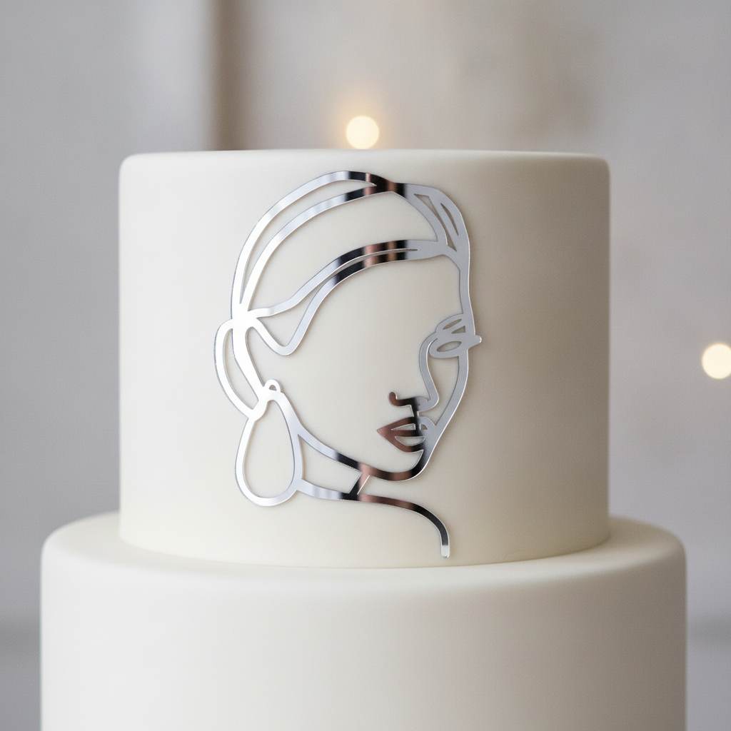 Face Line Drawing Custom Cake Topper - Made From Your Photo
