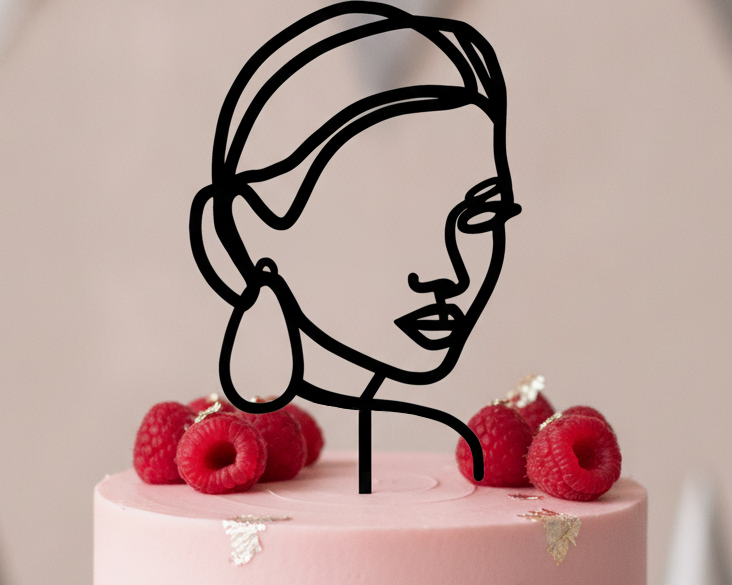 Face Line Drawing Custom Cake Topper - Made From Your Photo