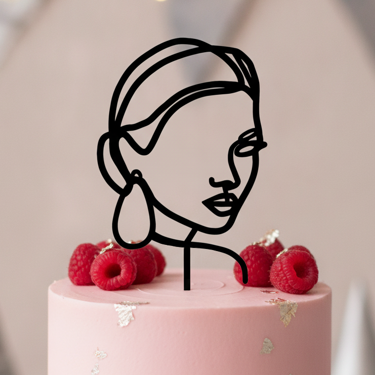 Face Line Drawing Custom Cake Topper - Made From Your Photo