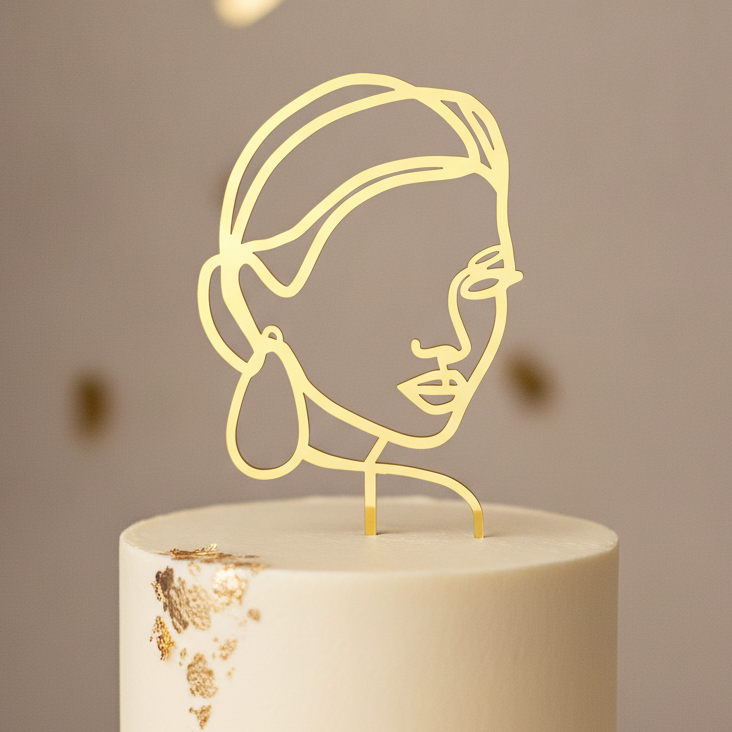 Face Line Drawing Custom Cake Topper - Made From Your Photo