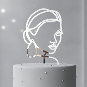 Face Line Drawing Custom Cake Topper - Made From Your Photo