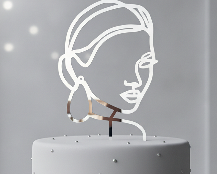 Face Line Drawing Custom Cake Topper - Made From Your Photo