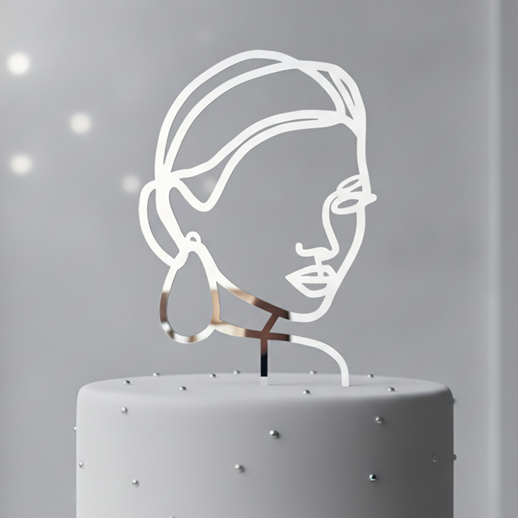 Face Line Drawing Custom Cake Topper - Made From Your Photo