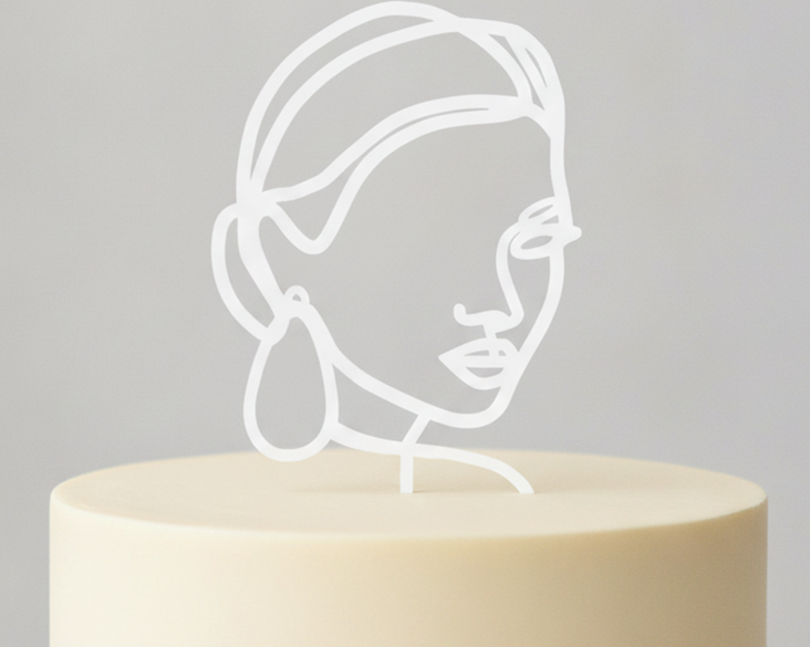 Face Line Drawing Custom Cake Topper - Made From Your Photo