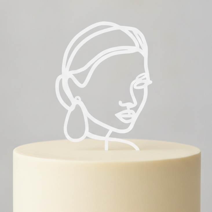 Face Line Drawing Custom Cake Topper - Made From Your Photo