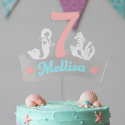 Mermaid Underwater Ocean Acrylic Cake Topper (Any Name & Age)