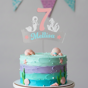 Mermaid Underwater Ocean Acrylic Cake Topper (Any Name & Age)