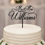 Mr & Mrs Acrylic Cake Topper for Wedding, Engagement & Anniversary (Personalised with Surname)
