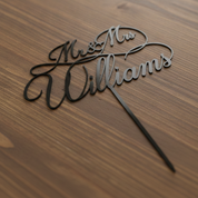Mr & Mrs Acrylic Cake Topper for Wedding, Engagement & Anniversary (Personalised with Surname)