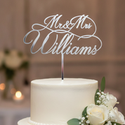 Mr & Mrs Acrylic Cake Topper for Wedding, Engagement & Anniversary (Personalised with Surname)