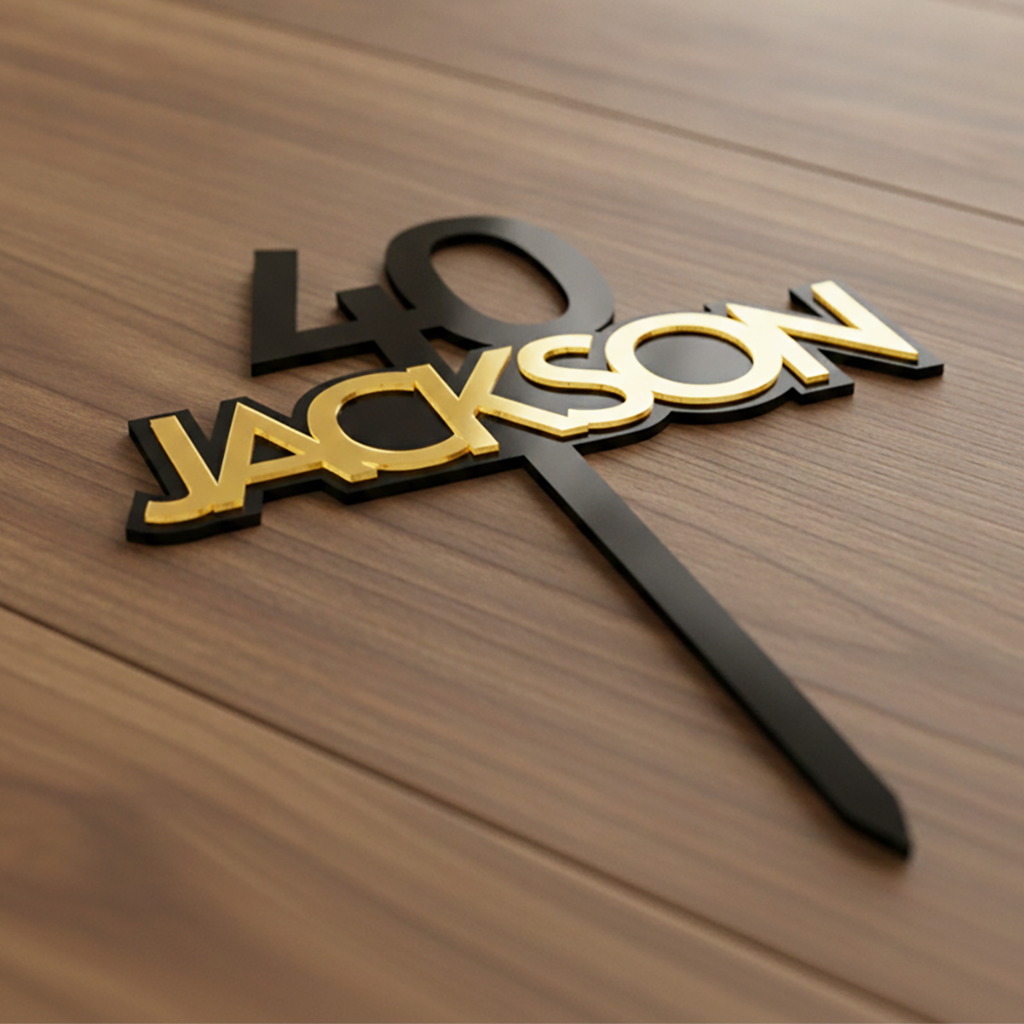 Personalised Acrylic Cake Topper in Bold Font (Any Name & Age)