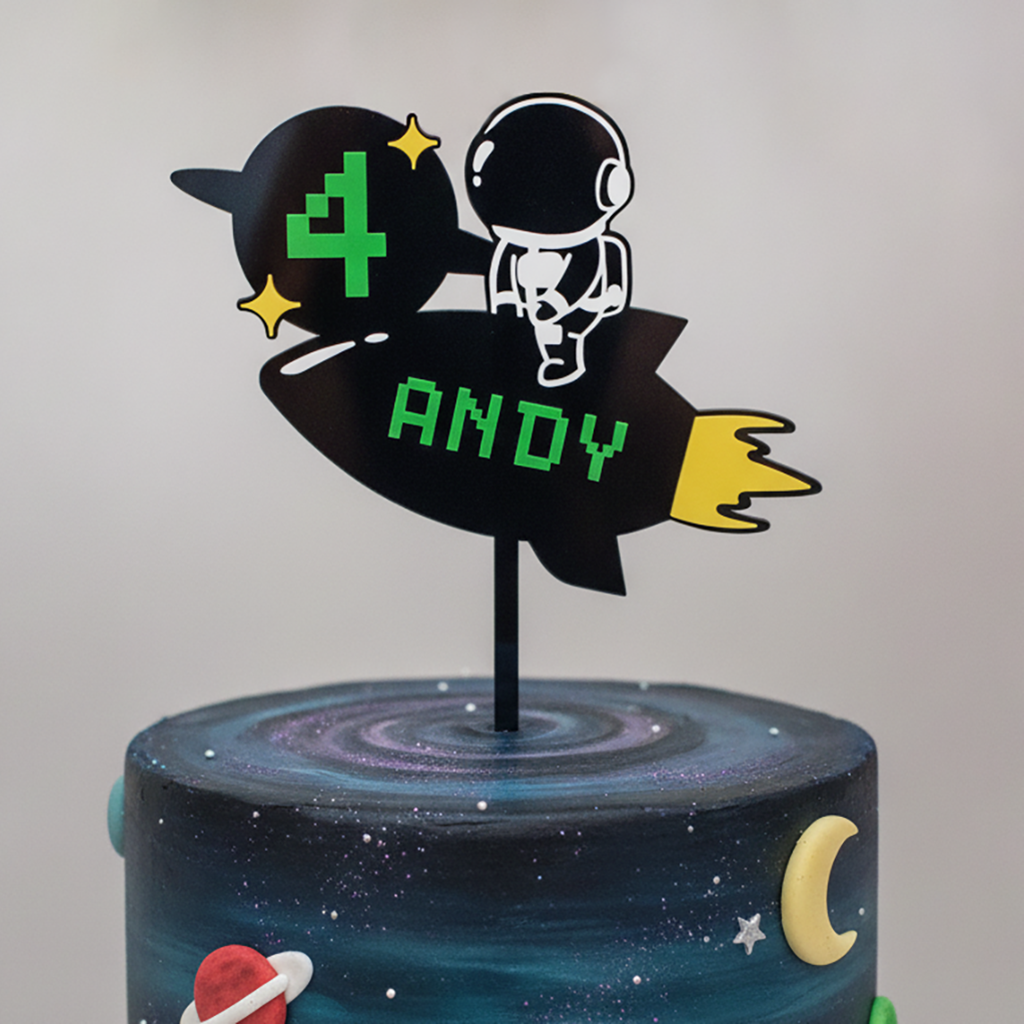 Space Astronaut Cake Topper (Any Name & Age)