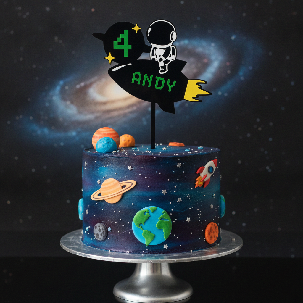 Space Astronaut Cake Topper (Any Name & Age)