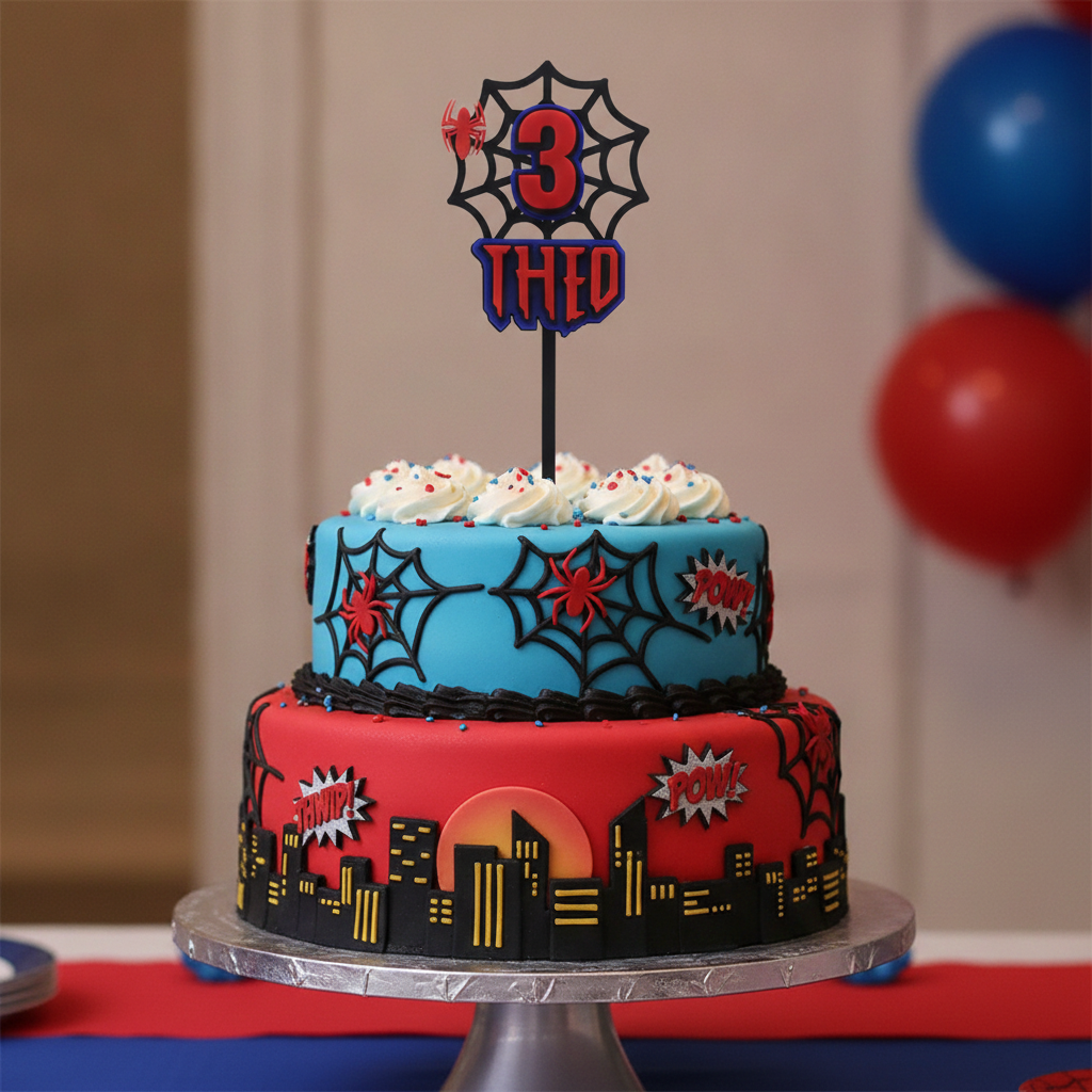 Custom Spider-Man Acrylic Cake Topper for Spiderman Theme Birthday Party