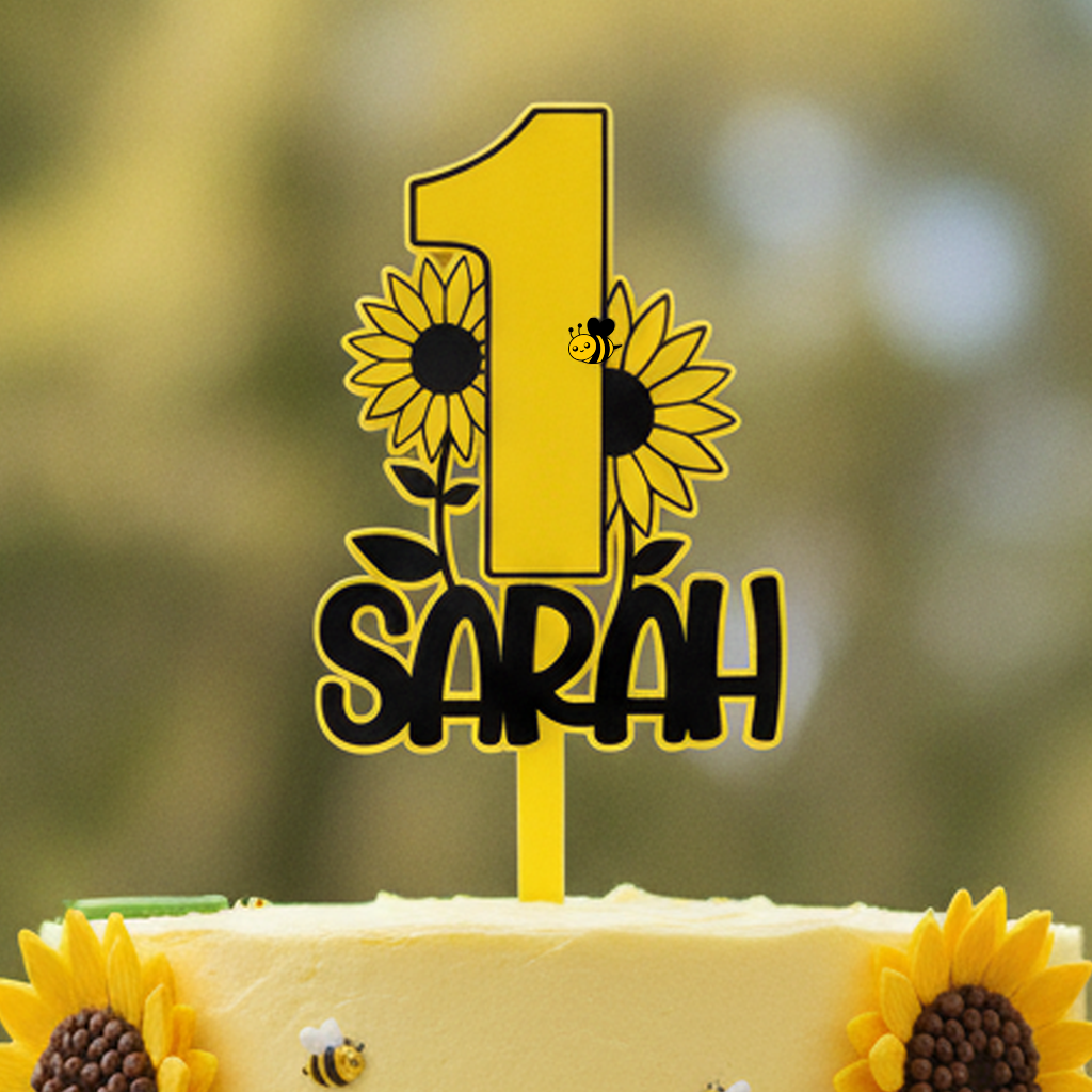Sunflower Acrylic Cake Topper (Any Name & Age)