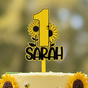 Sunflower Acrylic Cake Topper (Any Name & Age)