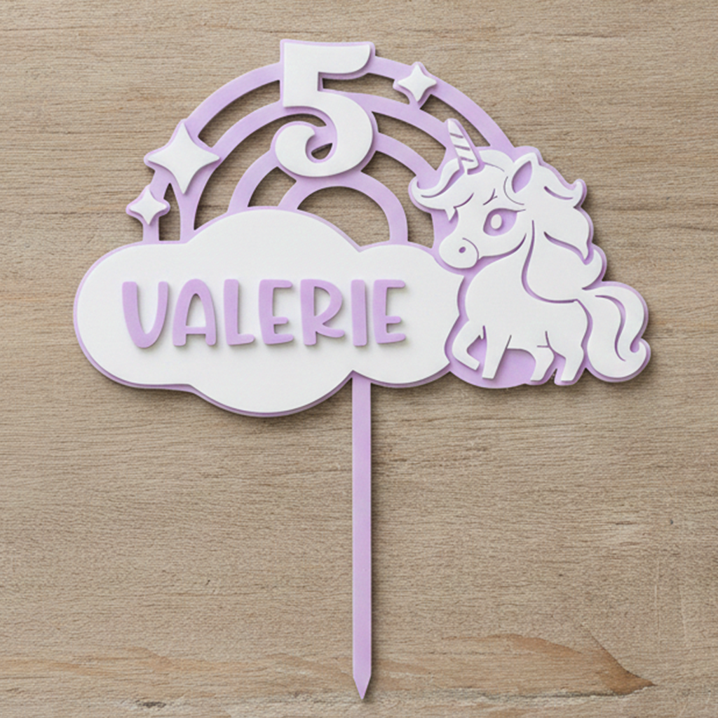 Unicorn Acrylic Cake Topper (Any Name & Age)