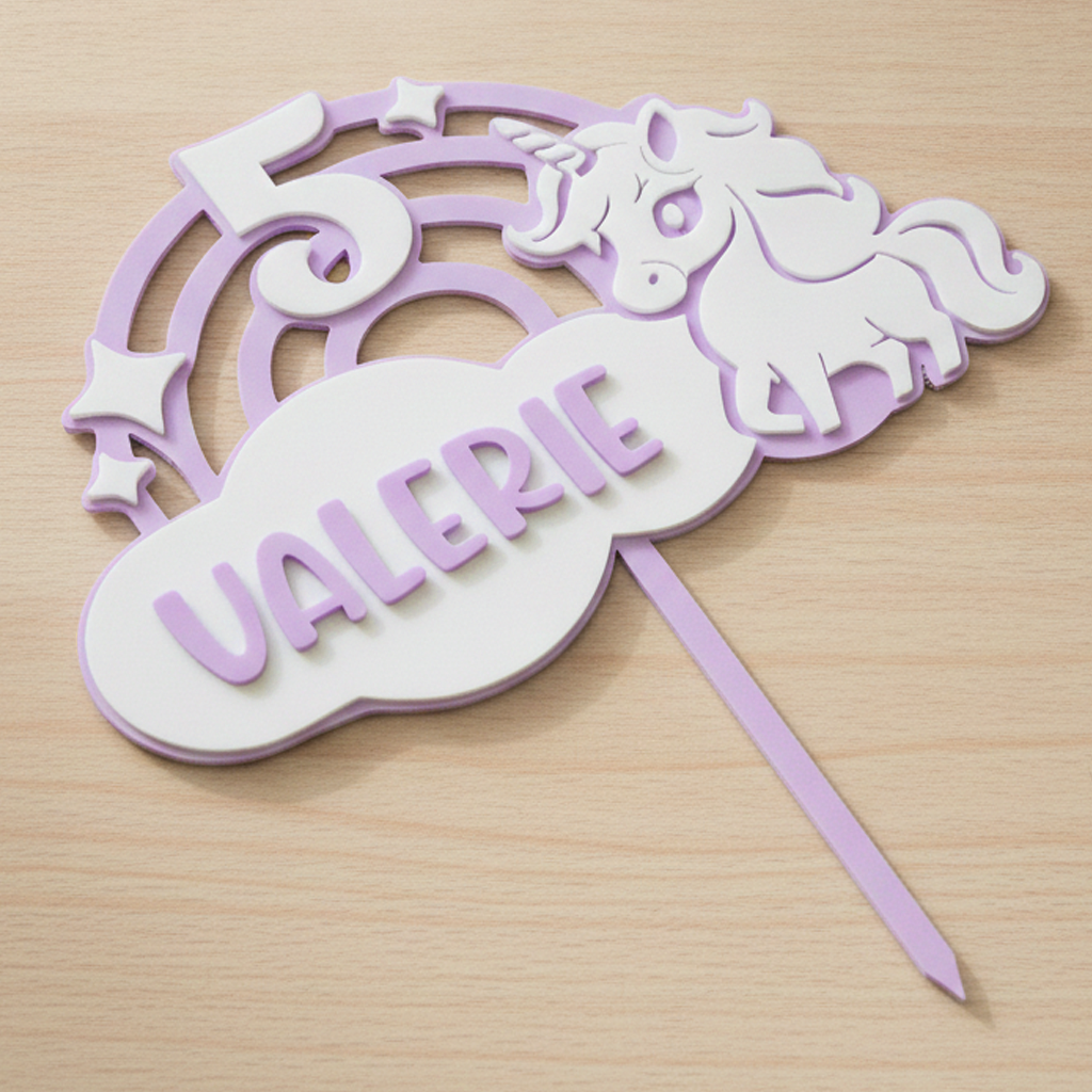 Unicorn Acrylic Cake Topper (Any Name & Age)