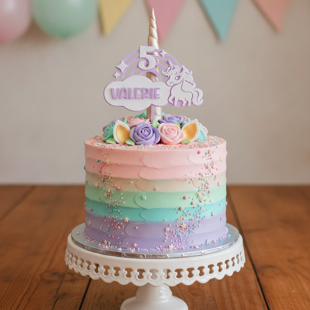 Unicorn Acrylic Cake Topper (Any Name & Age)