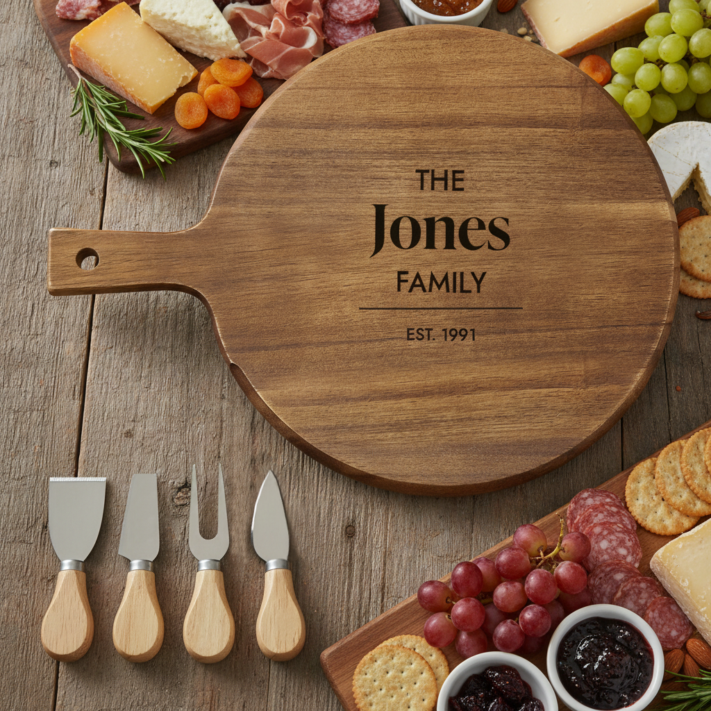 Wooden Cheeseboard Set with Cheese Knives - New Home & Settlement Gift