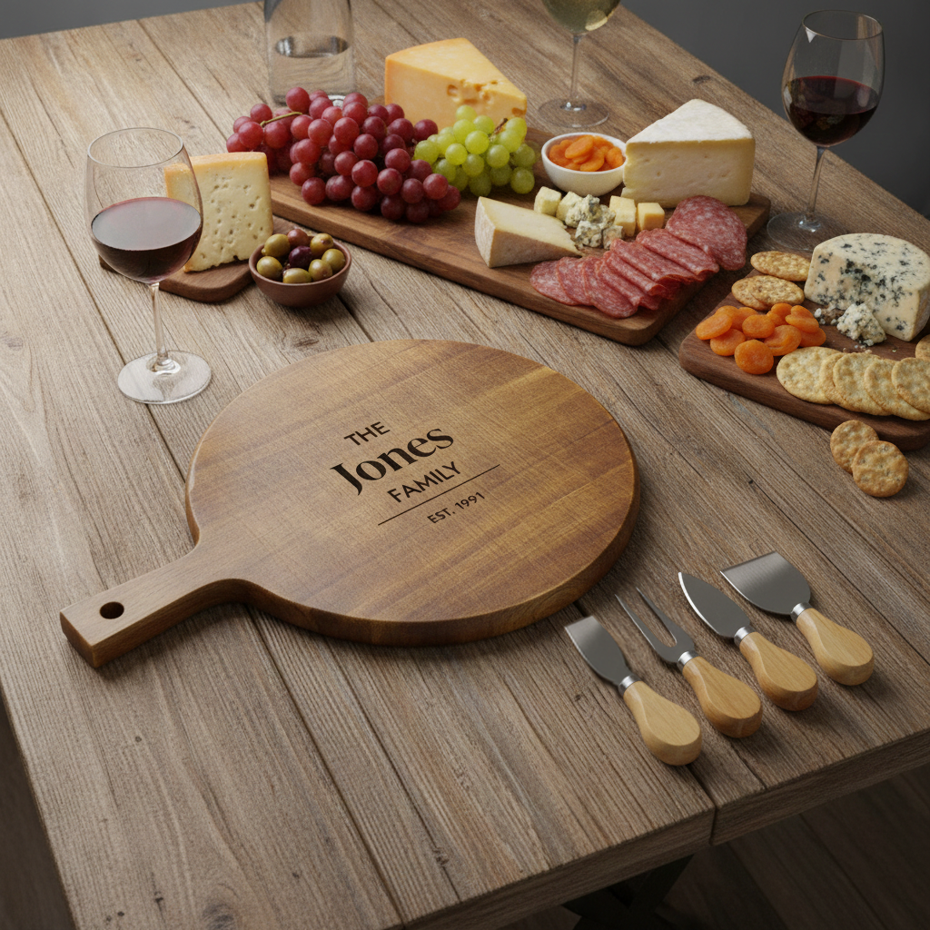 Wooden Cheeseboard Set with Cheese Knives - New Home & Settlement Gift
