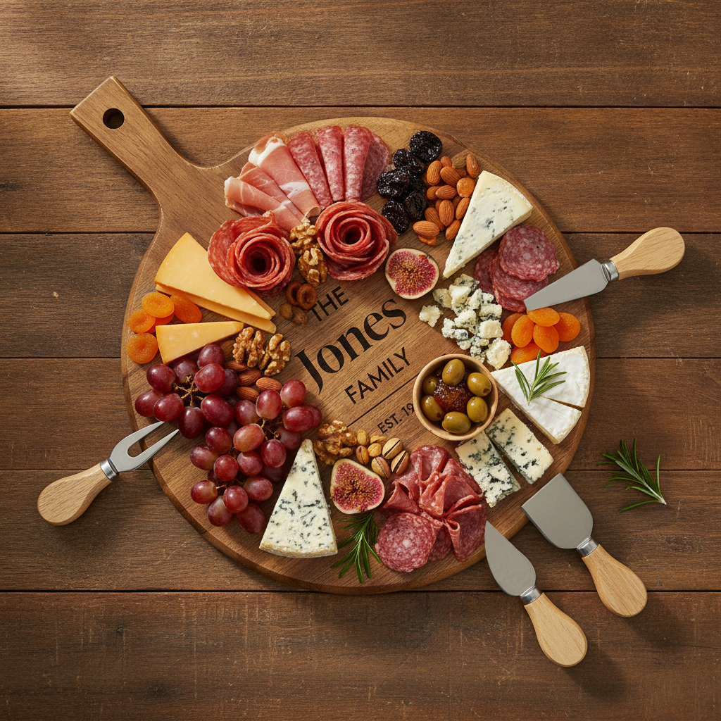 Wooden Cheeseboard Set with Cheese Knives - New Home & Settlement Gift