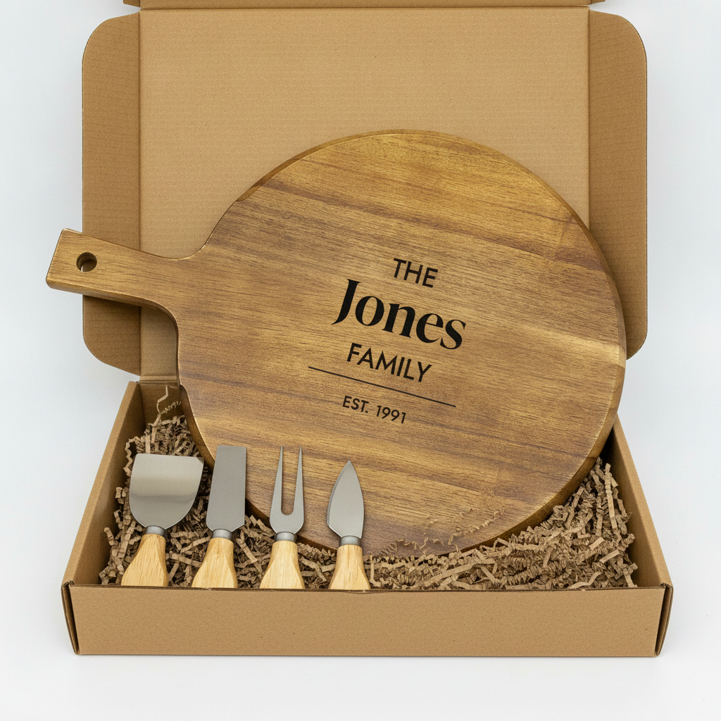 Wooden Cheeseboard Set with Cheese Knives - New Home & Settlement Gift