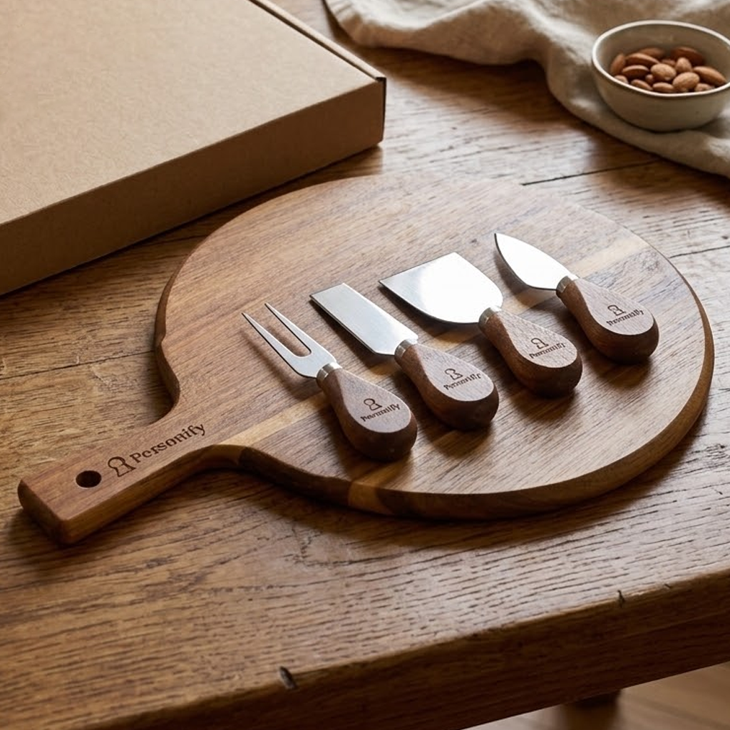 Wooden Corporate Cheese Board Set