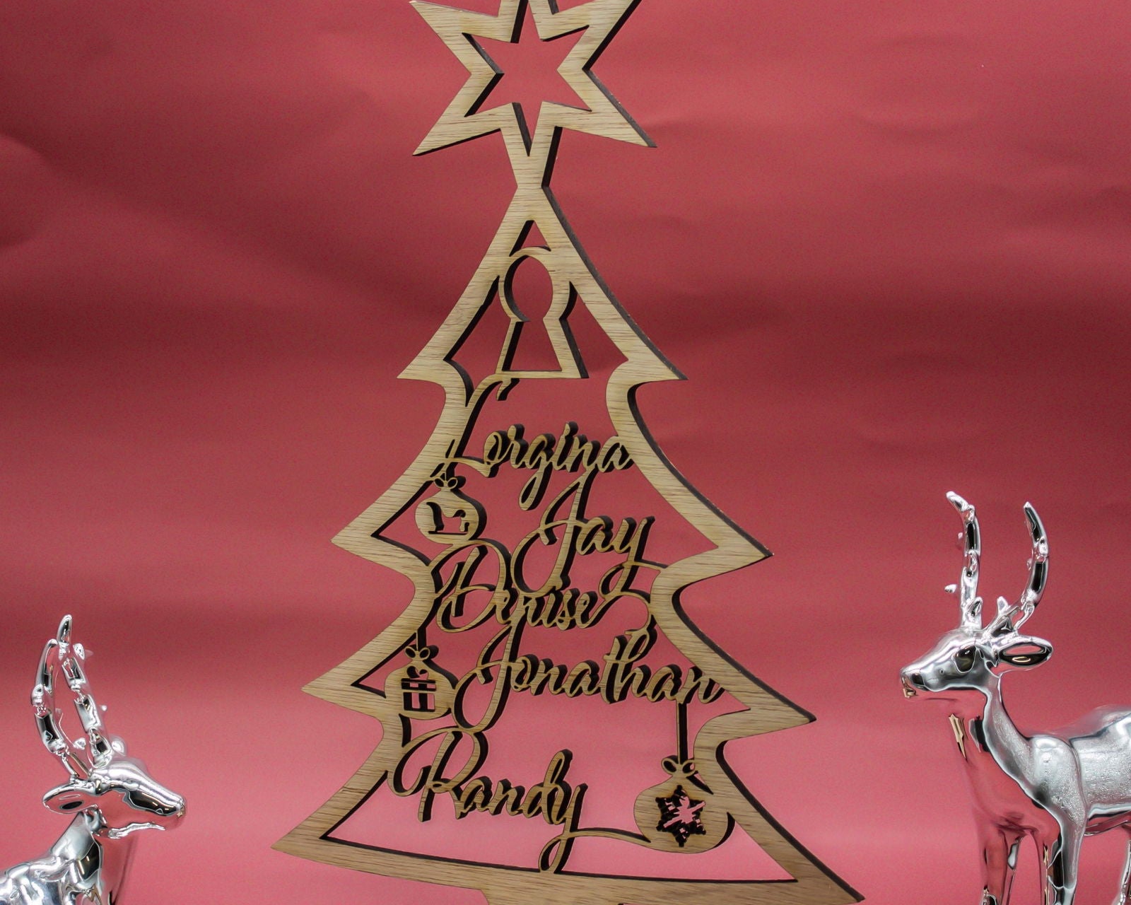 Christmas Name Tree sample with reindeers