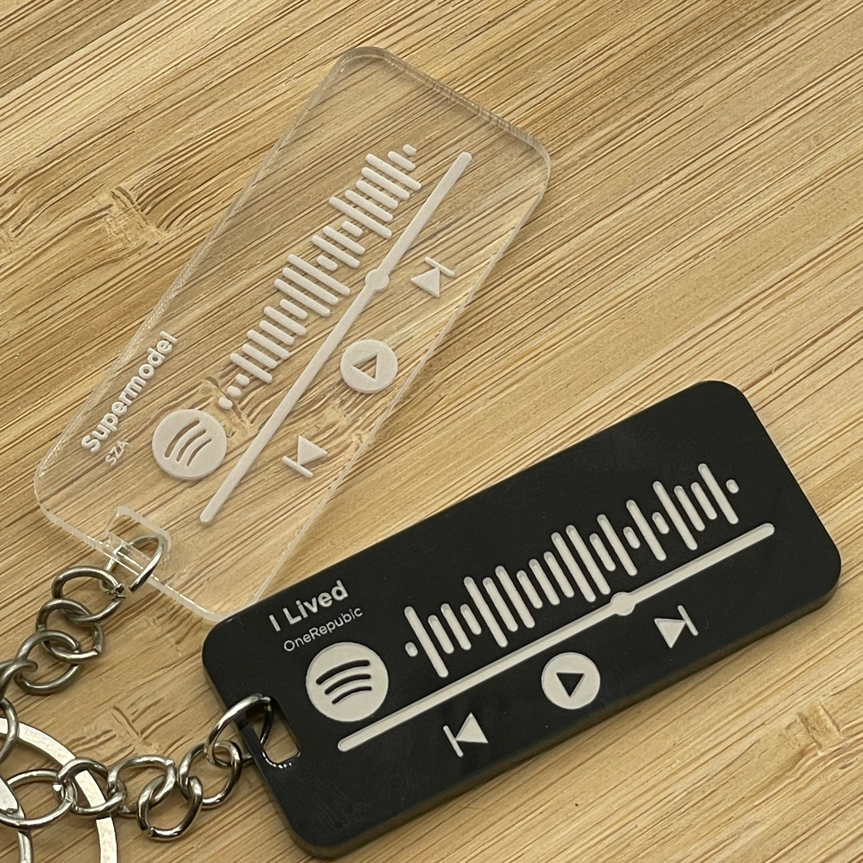 Clear acrylic and Black acrylic spotify keyrings