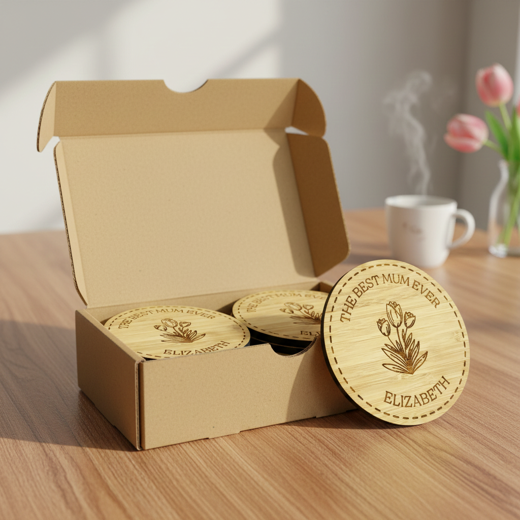 Engraved Bamboo Coaster for Mum
