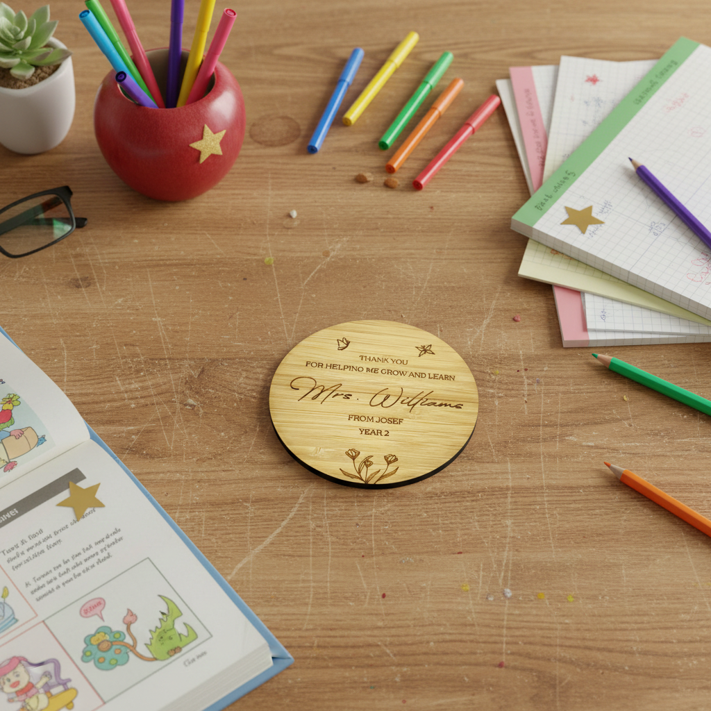 Engraved Bamboo Coaster for Teacher