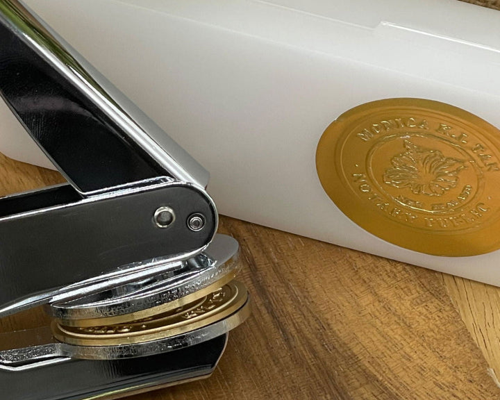 Embosser Stamp side view with sample seal