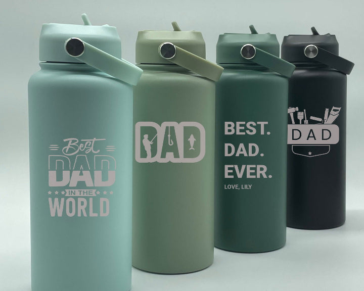 Engraved Father's Day Water Bottle 4 samples 