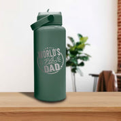 Engraved Father's Day Water Bottle forest green world's best dad 