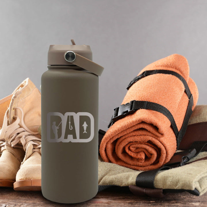 Engraved Father's Day Water Bottle nude brown sample DAD 