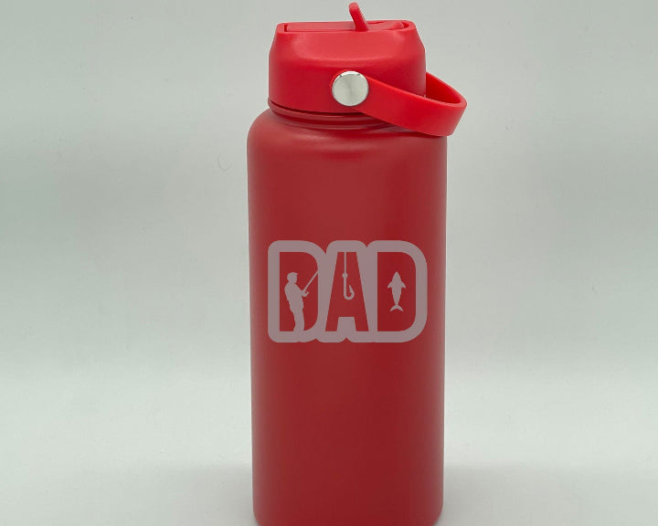 Engraved Father's Day Water Bottle Red sample DAD 