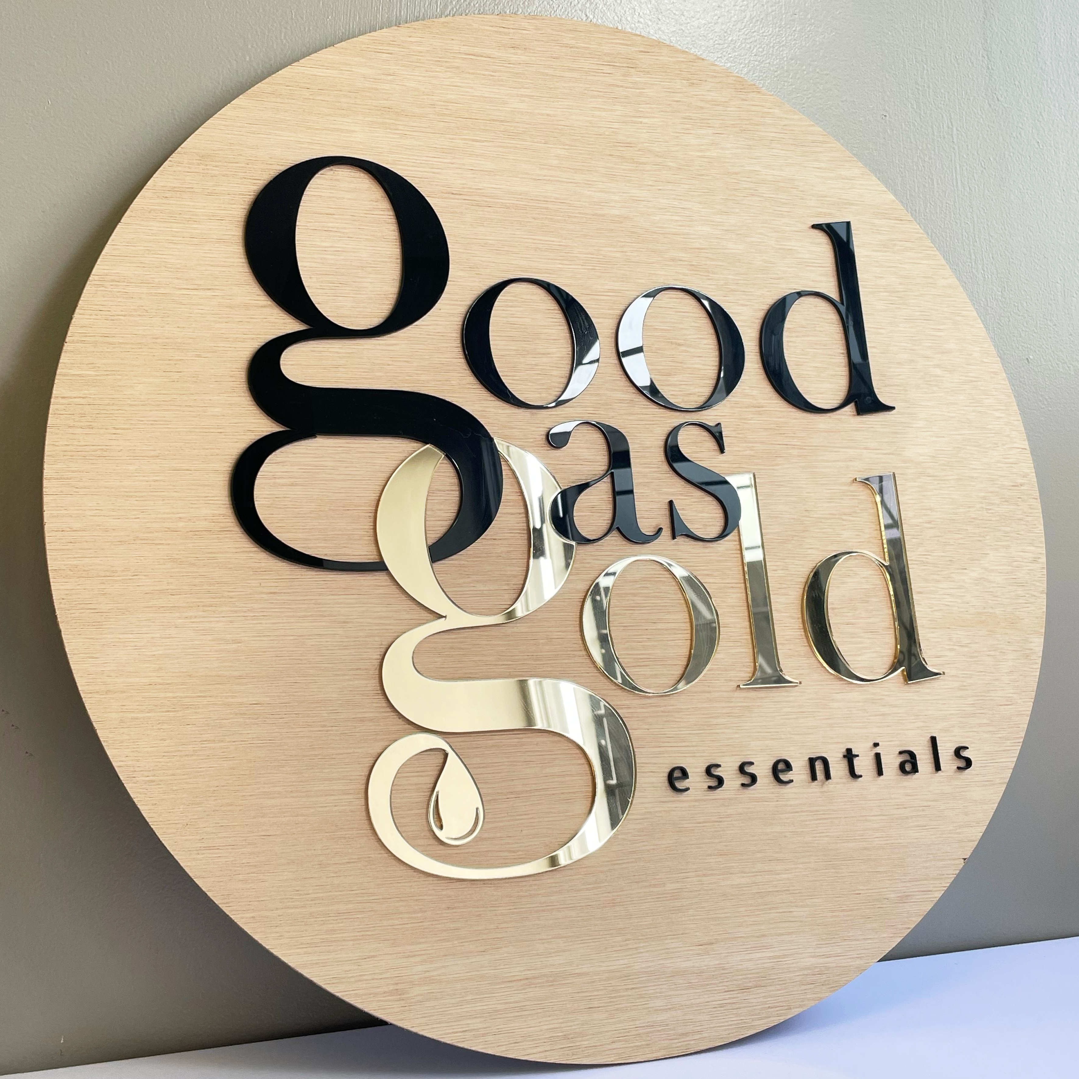 Circle Wooden Sign with Acrylic Cutouts