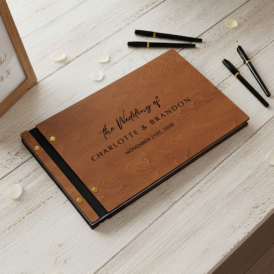 Personalised Wooden Wedding Guest Book and Memory Keepsake