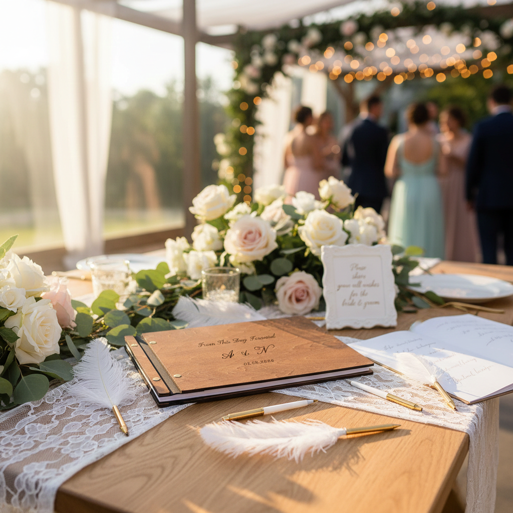 Personalised Wooden Wedding Guest Book and Memory Keepsake