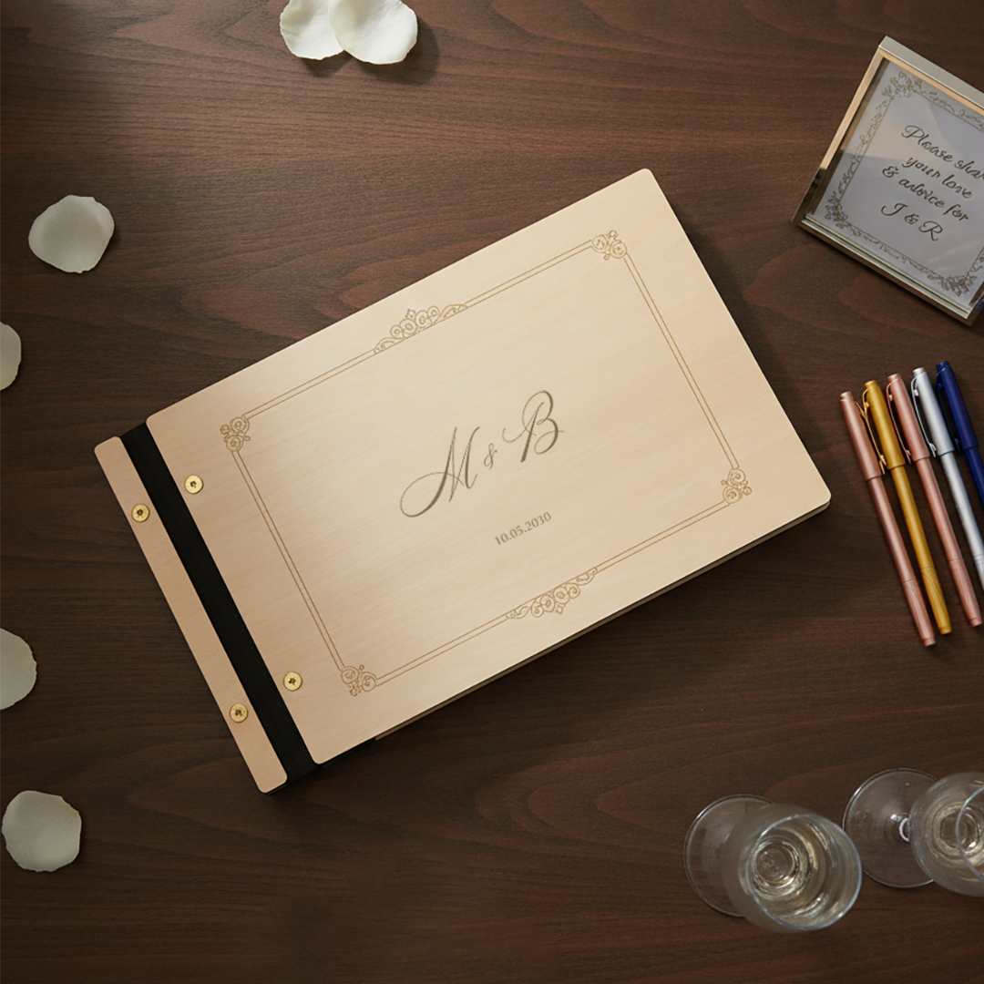 Personalised Wooden Wedding Guest Book and Memory Keepsake