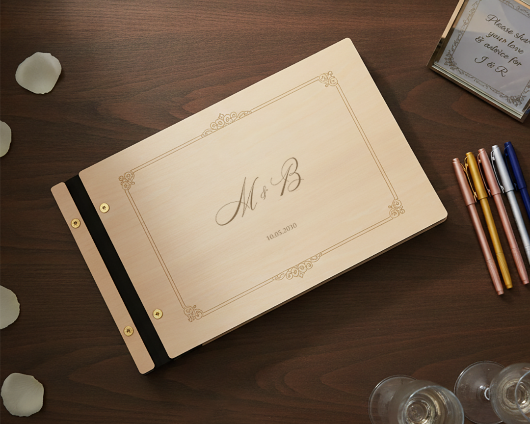 Personalised Wooden Wedding Guest Book and Memory Keepsake