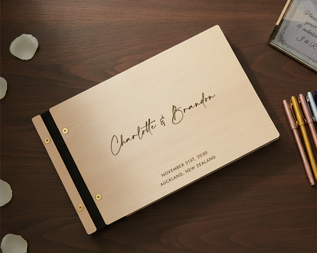 Personalised Wooden Wedding Guest Book and Memory Keepsake