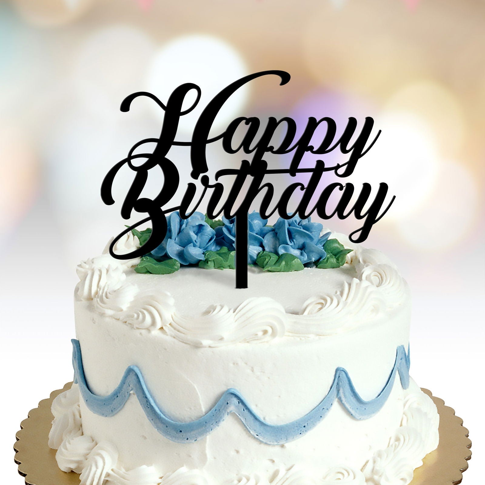 Happy Birthday Cake Topper text font 1 option black