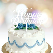 Happy Birthday Cake Topper text font 1 option white