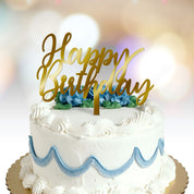 Happy Birthday Cake Topper text font 2 option gold