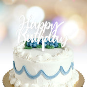 Happy Birthday Cake Topper text font 2 option white