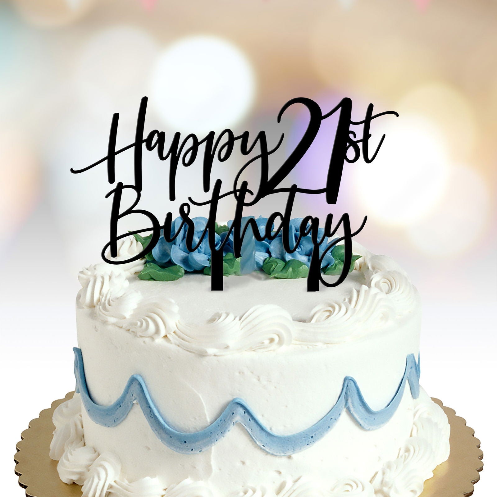 Happy Birthday Cake Topper with age option black